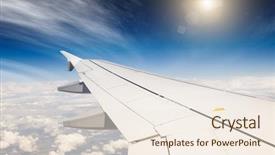  Presentation with airplane - Audience pleasing PPT layouts consisting of civil aviation - wing of airplane backdrop and a sky blue colored foreground