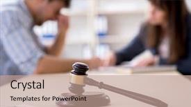  Presentation with lawyer client meeting - Beautiful presentation design featuring civil defense - female lawyer meeting with his backdrop and a coral colored foreground