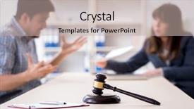  Presentation with lawyer client - Slide set featuring civil defense - female lawyer meeting with his background and a mint green colored foreground