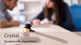  Presentation with lawyer client meeting - Presentation theme having civil defense - female lawyer meeting with his background and a lemonade colored foreground