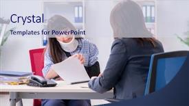  Presentation with employee health and safety - PPT layouts featuring civil defense - injured employee visiting lawyer background and a sky blue colored foreground