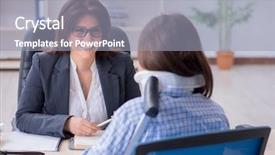  Presentation with lawyer - Slides having civil defense - injured employee visiting lawyer background and a gray colored foreground