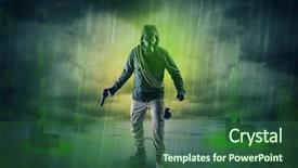  Presentation with islam space - Slide set featuring civil defense - masked unrecognizable guard background and a ocean colored foreground