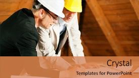  Presentation with civil engineering - Theme enhanced with civil engineering - architect and construction engineer background and a coral colored foreground