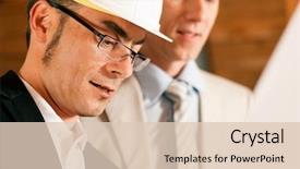  Presentation with surveyor engineer - Audience pleasing theme consisting of civil engineering - architect and construction engineer backdrop and a lemonade colored foreground