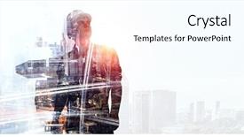  Presentation with civil engineering - Theme enhanced with civil engineering - builder man against cityscape background and a cool aqua colored foreground