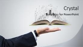  Presentation with civil engineering - Cool new PPT theme with civil engineering - businessman hand holding opened book backdrop and a light gray colored foreground