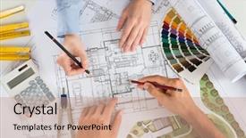  Presentation with architects - Presentation design consisting of civil engineering - close up of two architects background and a coral colored foreground