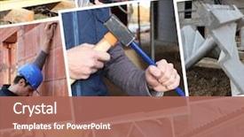  Presentation with construction work - Audience pleasing slides consisting of civil engineering - collage showing construction work backdrop and a coral colored foreground