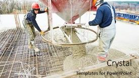  Presentation with civil engineering - Beautiful slide set featuring civil engineering - concreting work construction site worker backdrop and a mint green colored foreground