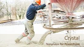  Presentation with construction work - Amazing PPT layouts having civil engineering - concreting work construction site worker backdrop and a soft green colored foreground