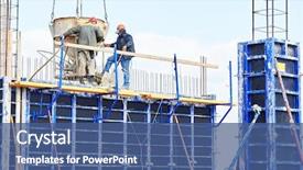  Presentation with construction work - PPT theme having civil engineering - concreting work construction site workers background and a ocean colored foreground