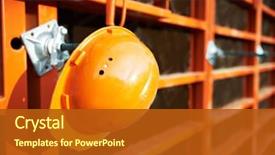  Presentation with construction equipment - Cool new theme with civil engineering - construction hardhat over wall framework backdrop and a crimson colored foreground