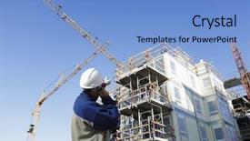  Presentation with civil engineering - Amazing theme having civil engineering - construction worker giant cranes scaffolding backdrop and a light blue colored foreground