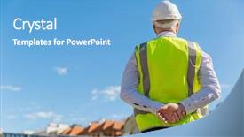  Presentation with construction site construction - Audience pleasing PPT layouts consisting of civil engineering - engineer builder at construction site backdrop and a teal colored foreground