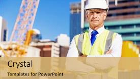  Presentation with civil engineering - PPT layouts enhanced with civil engineering - engineer builder at construction site background and a yellow colored foreground