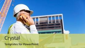  Presentation with construction site construction - PPT theme having civil engineering - engineer builder at construction site background and a yellow colored foreground