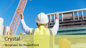  Presentation with civil engineering - Cool new presentation theme with civil engineering - engineer builder at construction site backdrop and a yellow colored foreground