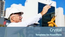  Presentation with civil engineering - Beautiful slide set featuring civil engineering - engineer builder at construction site backdrop and a  colored foreground