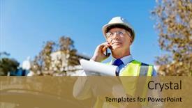  Presentation with civil engineering - Slides consisting of civil engineering - engineer builder at construction site background and a coral colored foreground