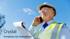  Presentation with civil engineering - PPT layouts having civil engineering - engineer builder at construction site background and a light blue colored foreground