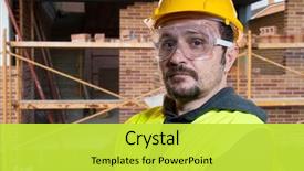  Presentation with start construction - Slides enhanced with civil engineering - engineer do it yourself man background and a yellow colored foreground