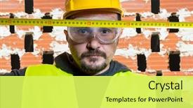  Presentation with start construction - Beautiful slides featuring civil engineering - engineer do it yourself man backdrop and a yellow colored foreground