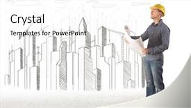 Presentation with civil engineering - Presentation theme consisting of civil engineering - engineer man with building city background and a white colored foreground
