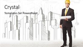  Presentation with civil engineering - Theme with civil engineering - engineer man with building city background and a white colored foreground