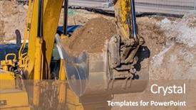  Presentation with soil engineering - PPT layouts consisting of civil engineering - excavator on a construction site background and a coral colored foreground