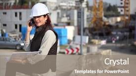  Presentation with architect - Beautiful presentation featuring civil engineering - female architect on site backdrop and a gray colored foreground