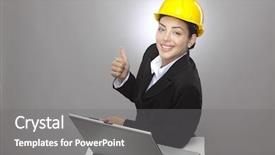  Presentation with architect - PPT theme with civil engineering - female architect with yellow safety background and a gray colored foreground