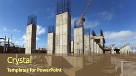  Presentation with foundation engineering - Slide set consisting of civil engineering - industrial building foundation pillars floor background and a tawny brown colored foreground