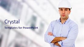  Presentation with industrial engineering silhouette construction - Amazing slide deck having civil engineering - male engineer standing backdrop and a sky blue colored foreground