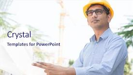 Presentation with civil contractor - Cool new presentation theme with civil engineering - portrait of a 30s indian backdrop and a sky blue colored foreground