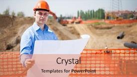  Presentation with civil engineering - Slides featuring civil engineering - portrait of an engineer background and a coral colored foreground