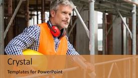  Presentation with architect - Presentation theme enhanced with man pours water on his head in the sunset background and a wine colored foreground.