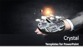  Presentation with industrial engineering - Presentation theme featuring civil engineering - project of industrial area background and a wine colored foreground