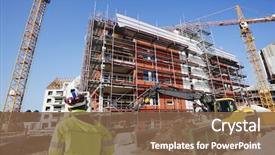  Presentation with surveying - Audience pleasing slide deck consisting of civil engineering - surveying engineers inside large construction backdrop and a tawny brown colored foreground