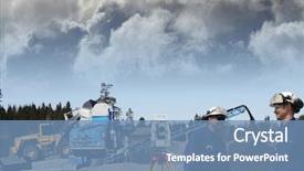  Presentation with surveying - PPT theme featuring civil engineering - surveying engineers workers with measuring background and a teal colored foreground