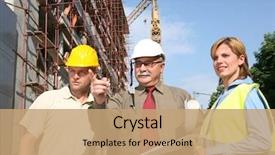  Presentation with buildings engineering construction engineers - PPT theme having civil engineering - team of engineers background and a coral colored foreground