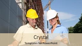  Presentation with buildings engineering construction engineers - Amazing PPT theme having civil engineering - team of young engineers backdrop and a lemonade colored foreground