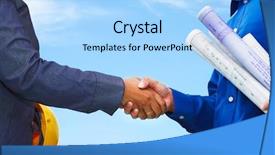  Presentation with civil engineering blue - Audience pleasing PPT layouts consisting of civil engineering - two contractors shake hands backdrop and a light blue colored foreground