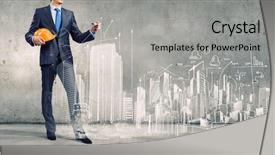  Presentation with civil engineering - Presentation theme with civil engineering - young man engineer drawing sketches background and a light gray colored foreground