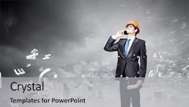  Presentation with civil engineering - Presentation consisting of civil engineering - young man engineer in helmet background and a light gray colored foreground