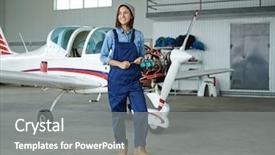  Presentation with hangar - Amazing PPT theme having civil engineering - young woman with wrench standing backdrop and a gray colored foreground