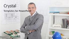  Presentation with customs office - Colorful presentation design enhanced with civil engineering concrete - architect in his office backdrop and a white colored foreground