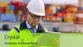  Presentation with safety construction - Cool new presentation with civil engineering concrete - construction engineer wearing safety vest backdrop and a yellow colored foreground