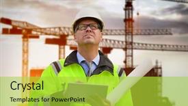 Presentation with civil engineering - Amazing slides having civil engineering concrete - construction engineer wearing safety vest backdrop and a yellow colored foreground