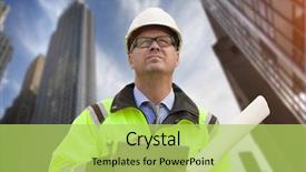  Presentation with safety construction - Audience pleasing theme consisting of civil engineering concrete - construction engineer wearing safety vest backdrop and a yellow colored foreground